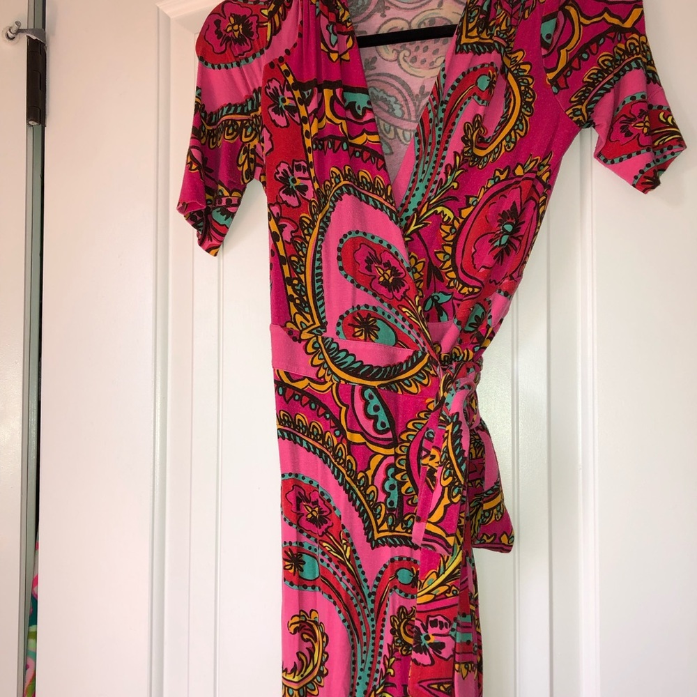 Lilly Pulitzer Wrap Dress in Pink Brick Road